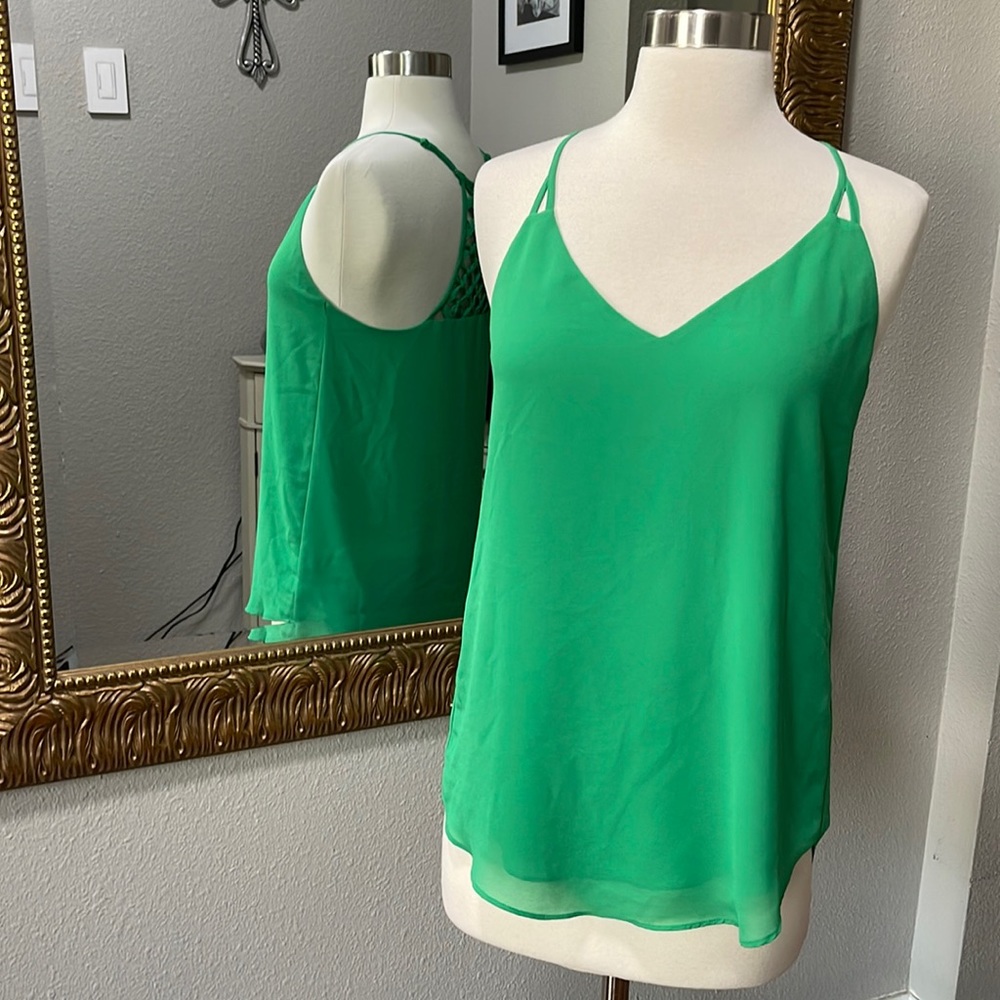 Naked Zebra Bright Green V-Neck Double-Layer Camisole